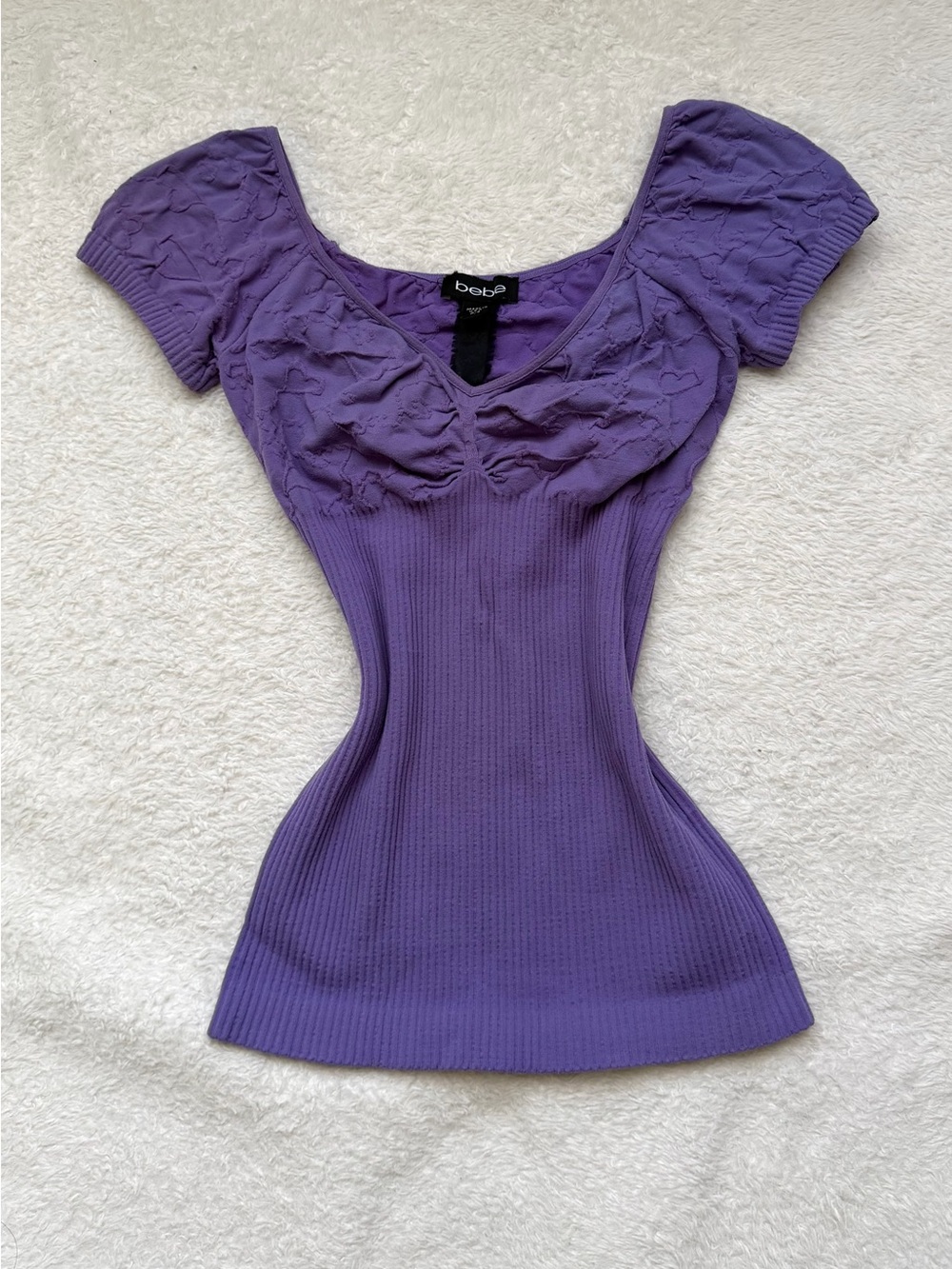 vintage 90s Bebe purple fitted ribbed top!